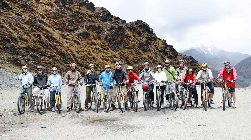 Biking at Malaga Pass - Inca Jungle Trek to Machu Picchu in 4 days
